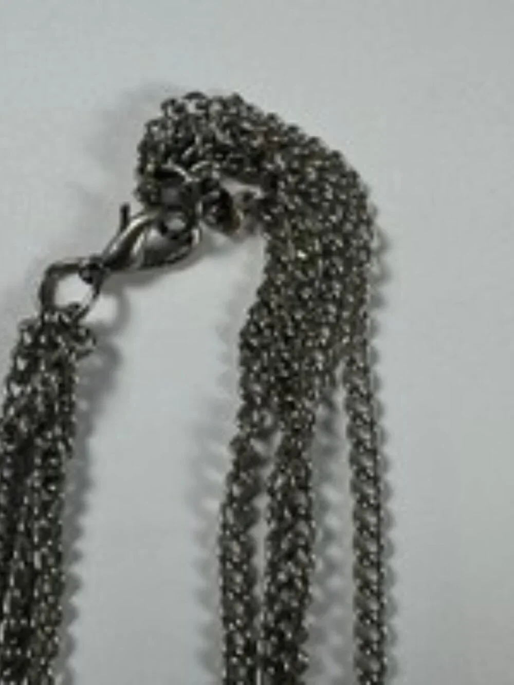 Vintage Y2K Multi Strand Necklace Silver Tone Layered Smoke Purple Glass Bead 18